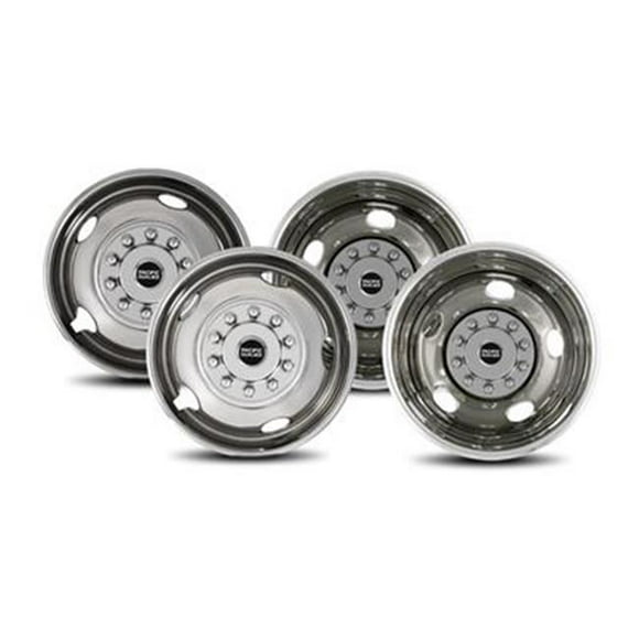 Puermto 4pc 19.5 Stainless Steel Dually Wheel Simulators,Nice Looking and Durable Bolt On Wheel Covers,10 Lug Hubcaps Rim Skin Cover w/Installation Tool Kit for 2008-2020 Dodge Ram 4500/5500 